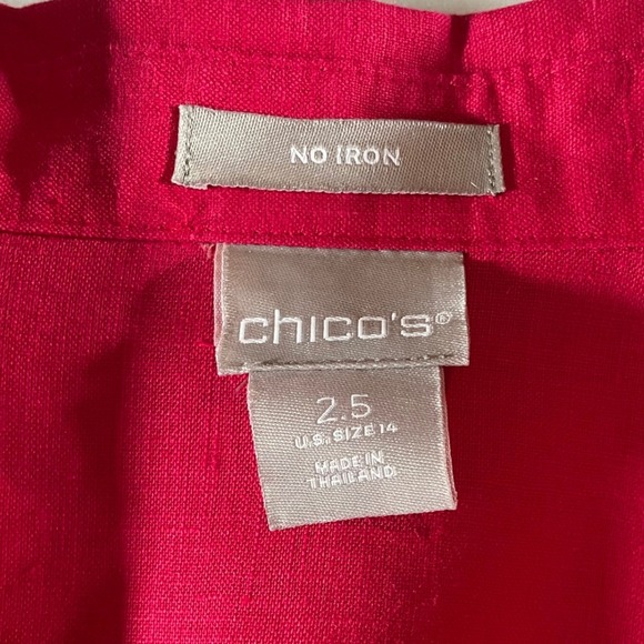 Chico's No Iron Linen Blend 3/4 Sleeve Button Front Shirt Women Size 2.5 - Picture 4 of 7